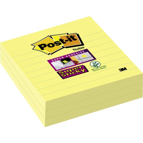 Super Sticky Notes gelb, liniert, Post-it® Notes Super Sticky