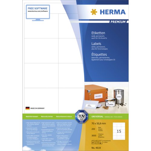 Universal- und Adress-Etikett PREMIUM, PG mit 200 Blatt