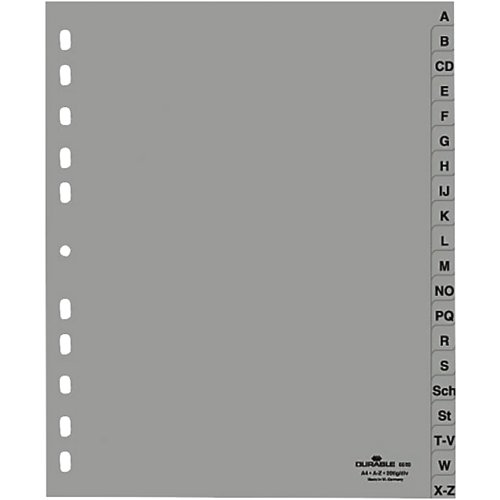 Register A - Z, Kunststoff grau, DURABLE