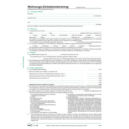 Wohnungs-Einheitsmietvertrag, RNKVERLAG