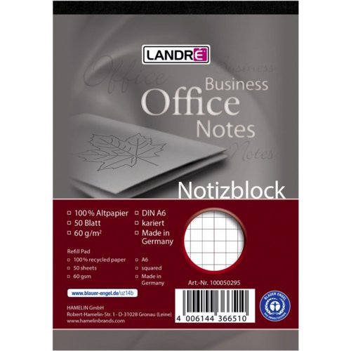 Notizblock recycling mit Deckblatt, LANDRÉ®