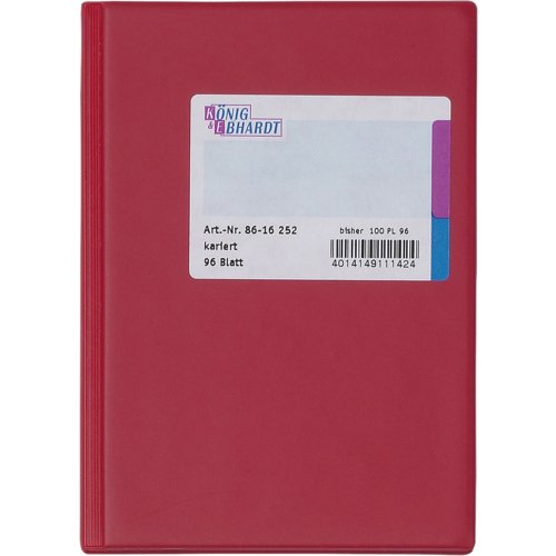 Geschäftsbuch DIN A6, Kunststoff-Einband mit Graupappe, rot, KÖNIG & EBHARDT