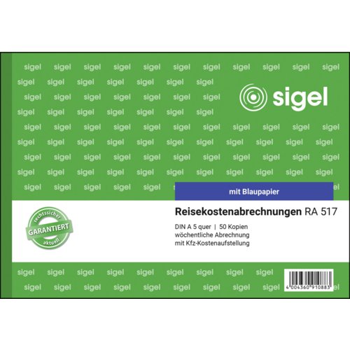 Reisekostenabrechnung, sigel