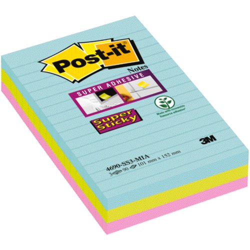 Super Sticky Notes Miami Collection, liniert