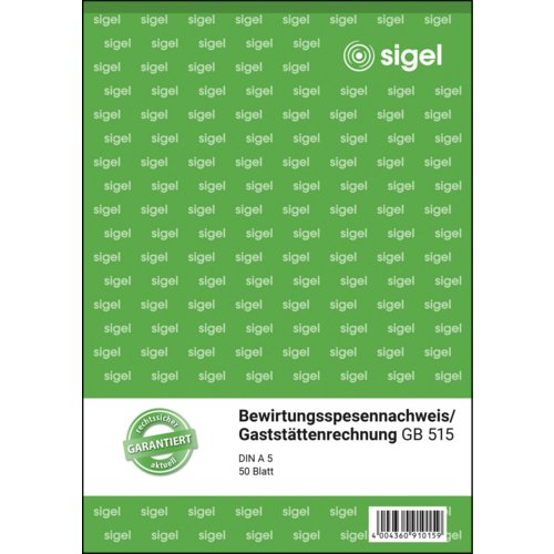 Bewirtungsspesennachweis/Gaststättenrechnung, sigel