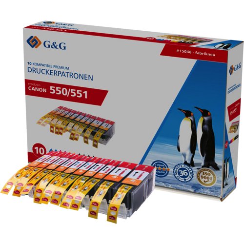 Inkjetpatrone kompatibel zu Canon PGI-550XL CLI-551XL Multipack, G&G
