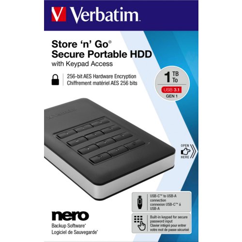 USB 3.0 Festplatte Secure Portable, Verbatim