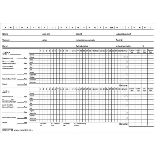 Urlaubs- und Personalkarte DIN A5 quer