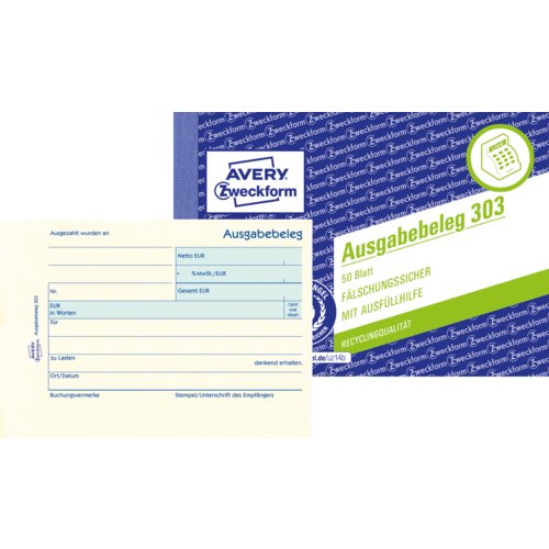 Ausgabebeleg mit Dokumentendruck, AVERY Zweckform®