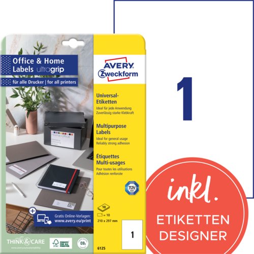 Universal Etikett Office & Home, ultragrip, 210 mm breit, AVERY Zweckform®