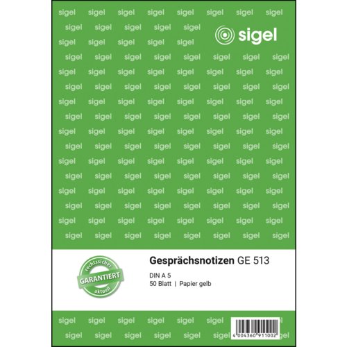 Gesprächsnotiz, sigel