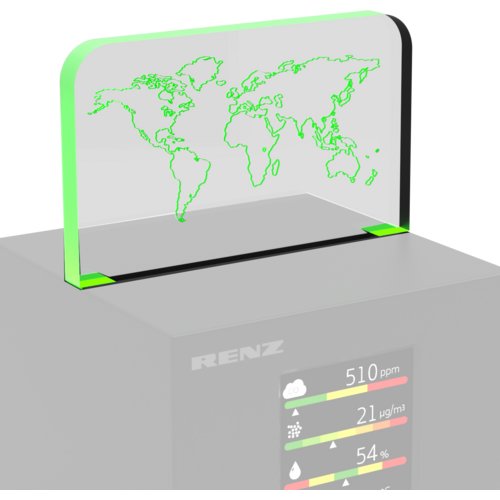 Plexiglasaufsatz Weltkarte für Luftqualitätsmesser AIR2COLOR PRO