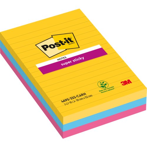 Super Sticky Notes Carnival Collection, liniert, Post-it® Notes Super Sticky