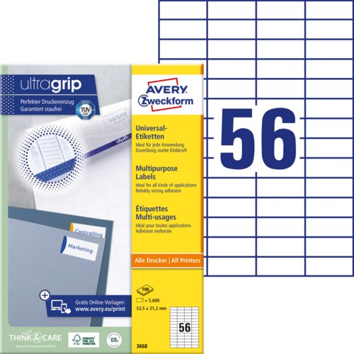Universal-Etikett, ultragrip, 52,5 mm breit, AVERY Zweckform®
