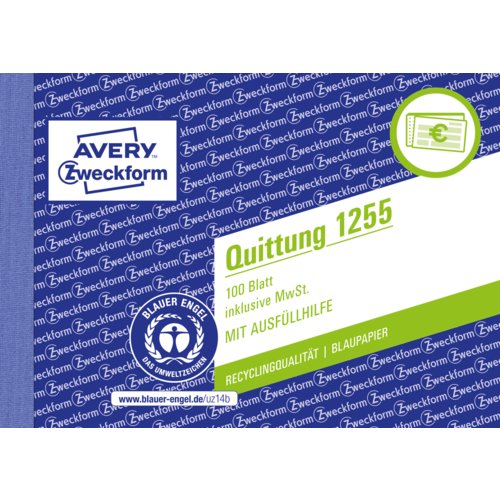 Recycling Quittung 1255 inkl. MwSt., AVERY Zweckform®