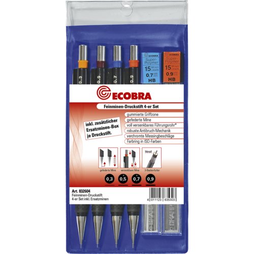 Feinminen-Druckstift 4er-Set, ECOBRA