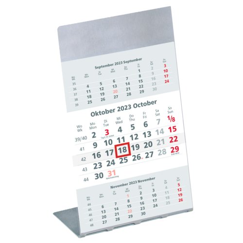 Dreimonatsaufstellkalender mit Edelstahlaufsteller