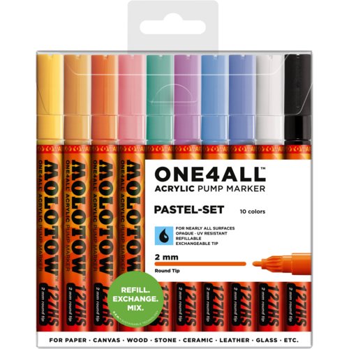 Acrylmarker ONE4ALL 127 HS, 10er Etui, Pastell, Molotow