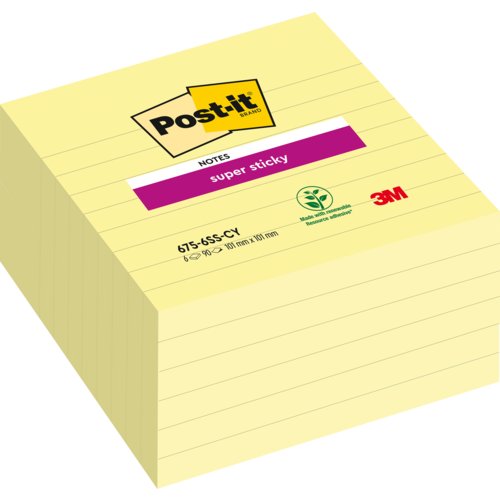 Super Sticky Notes gelb, liniert