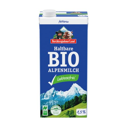 Haltbare Bio-Alpenmilch, laktosefrei