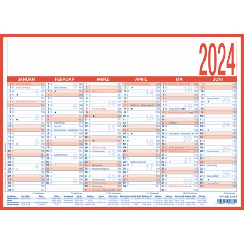 Arbeitstagekalender 908 - 12 Monate