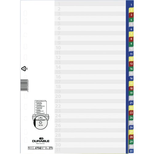 Zahlenregister mit farbigen Taben