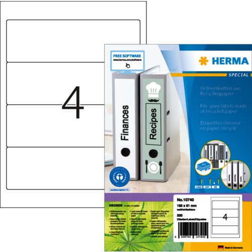 Etikett Recycling, Premium Qualität, PG mit 80 Blatt, HERMA