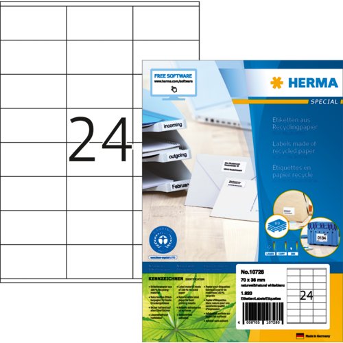 Etikett aus Recyclingpapier, HERMA