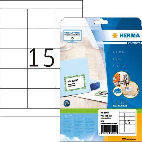 Universal-Etikett PREMIUM, ohne Rand / Eckenrundung, PG mit 25 BL, HERMA