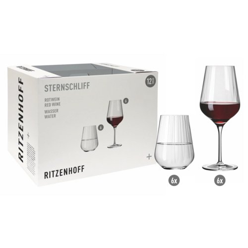 Rotwein- und Wasserglas-Set, Sternschlif