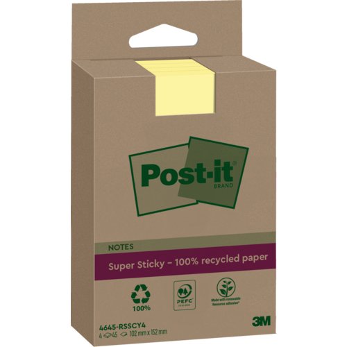 Super Sticky Recycling Notes, gelb, Post-it® Super Sticky Recycling Notes