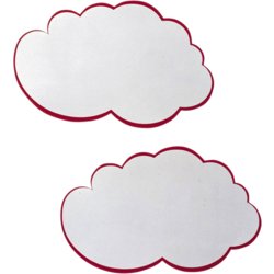 Moderationskarte Wolke, selbstklebend, 230mm breit, weiß mit rotem Rand