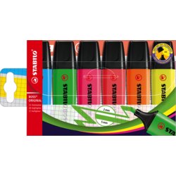 Textmarker STABILO® BOSS® ORIGINAL, blau, gelb, grün, orange, pink, rot