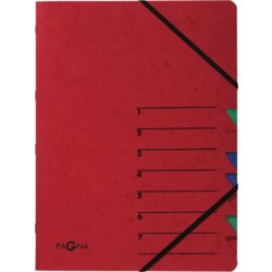 Ordnungmappe EASY, für Format A4, Tabe farbig sortiert, 7 Fächer, rot