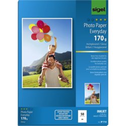 Inkjet-Fotopapier Everyday, hochglänzend, A4, 210mm breit, 297mm hoch, weiß