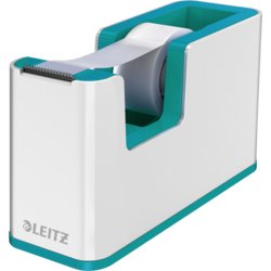 Klebeband-Tischabroller WOW Duo Colour, gefüllt ja, 33m lang, weiß/eisblau