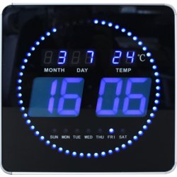 LED Uhr FLO, Form des Gehäuses qudratisch, 280mm breit, 280mm hoch, schwarz