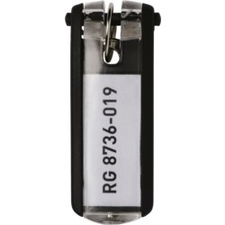 Schlüsselanhänger KEY CLIP, 70mm breit, 25mm hoch, Packung mit 6, schwarz