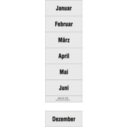 Inhaltsschildchen, "Januar - Dezember", Breite Schild 60mm, schwarz