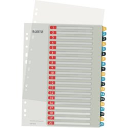 Zahlenregister Cosy, PC-beschriftbar, für Format A4+, Tabe 1 - 20, farbig