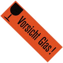 Versandzettel, selbstklebend, "Vorsicht Glas!", Farbe rot, schwarz