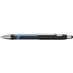 Design-Kugelschreiber Epsilon, Schaft schwarz/türkis, Strichstärke XB, blau