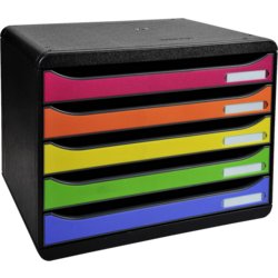 Schubladenbox Big-Box DIN A4 Plus Quer, für Format A4+, 5 Schubfächer, schwarz