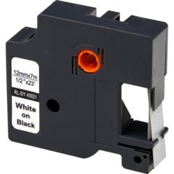 Schriftbandkassette D1 für DYMO®, 12mm breit, 7m lang, schwarz