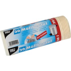 Müllbeutel mit Zugband, 620mm hoch, weiß