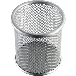 Stifteköcher "the round network", 1 Fächer, 100mm hoch, silber