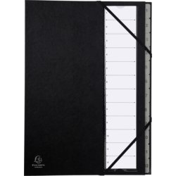 Ordnungsmappe Ordonator®, für Format A4, Tabe 1 - 12, 12 Fächer, schwarz