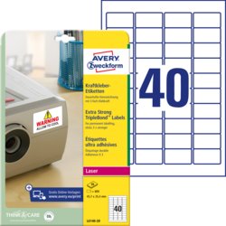 Kraftkleber-Etikett, permanent, 800 Etiketten in Packung, Packung mit 20, weiß