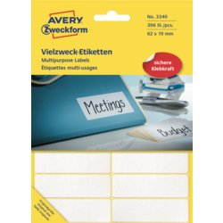Vielzweck-Etikett, Etiketten pro Blatt 12, Packung mit 33, weiß