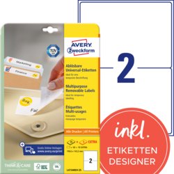 Universal-Etikett ablösbar + 5 Blatt EXTRA, A4, 143.5mm breit, weiß